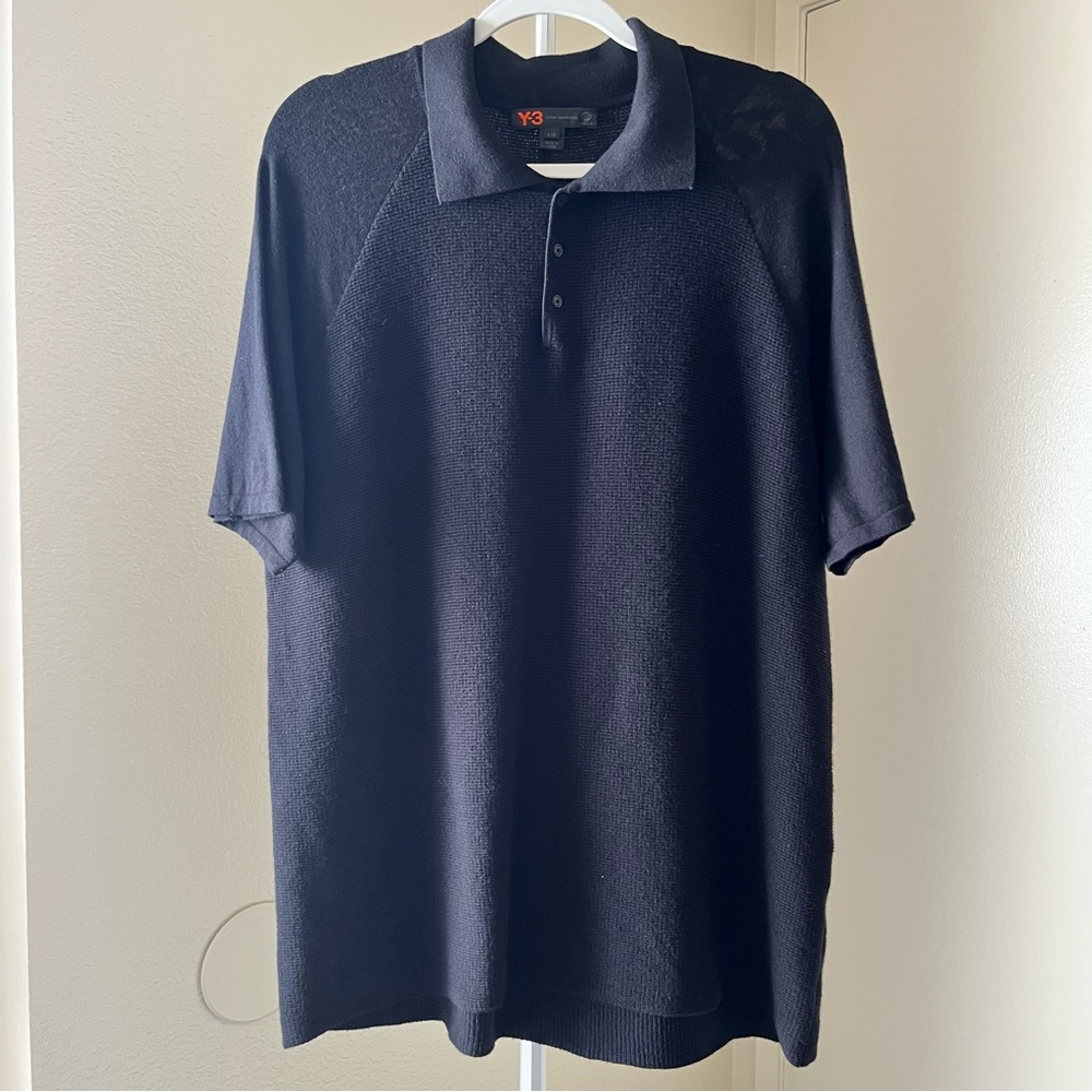Adidas Y-3 by Yohji Yamamoto Knit Polo Shirt Black Size L